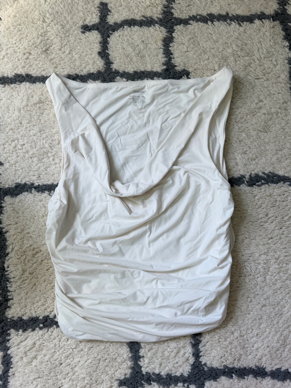 White Draped Cowl Neck Top